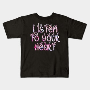 Listen to your heart pink unicorn ice cream Kids T-Shirt